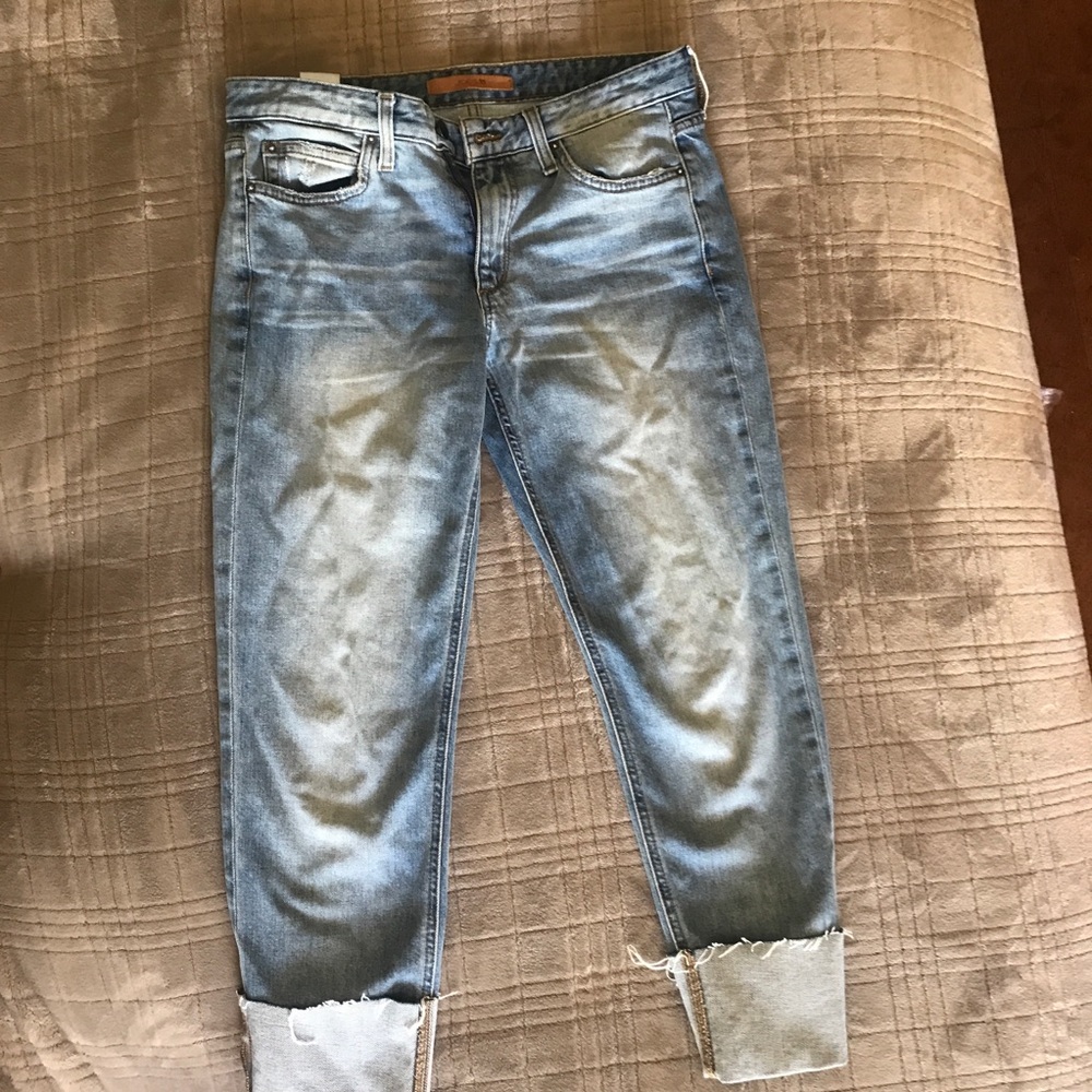 Joes jeans mid rise straight crop large cuff sewn at hem (W27)